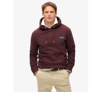 Superdry Felpa Essential Hoodie in Cotone Burgundy Uomo