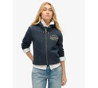 Superdry Felpa full zip Donna Luxe Metallic Logo misto Cotone Blu Navy