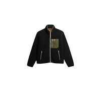 Superdry Giacca in pile vintage da uomo con chiusura lampo, Nero , L