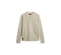 Superdry Henley Top Maglietta da uomo a maniche lunghe, Beige chiaro pietra, L