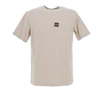 Superdry Maglietta da uomo con tasca e cuciture a contrasto, Beige argento slavato, M