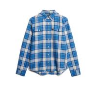 Superdry Merchant Linen Check Long Sleeve Shirt Blu L Uomo