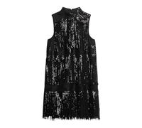 Superdry Mini abito da donna con paillettes e frange, Frangia Lunga Paillettes Nero, 40