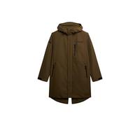 Superdry Parka da uomo Tech con orlo a coda di rondine e cappuccio, verde oliva scuro, L