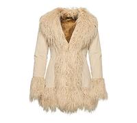 Superdry Pelle Sintetica afghana Giacca, Marrone, 46 Donna