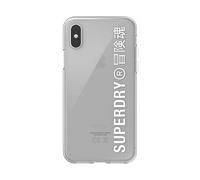 Superdry Custodia compatibile con iPhone X, iPhone XS, custodia trasparente Snap Case, custodia trasparente e bianca