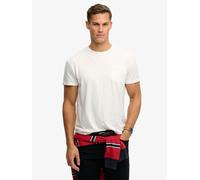 Superdry T-shirt classica SUPERDRY in cotone e lino con taschino medium Bianco