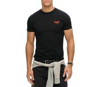 Superdry Essential Logo EMB Tee T-Shirt, Nero/Hazard Orange, XL Male-Adulto
