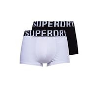 Superdry Trunk Dual Logo Double Pack, Trunks Uomo, Opacity, Black/Optic, S Regular