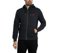 Superdry Uomo Felpa con cappuccio e zip con logo essenziale, Blu