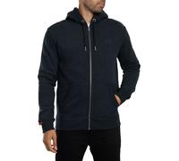 Superdry Uomo Felpa con cappuccio e zip con logo essenziale, Blu