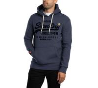 Superdry Uomo Felpa con cappuccio rilassata con logo vintage, Blu