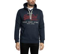 Superdry Uomo Felpa con cappuccio rilassata con logo vintage Heritage, Blu