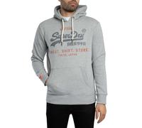 Superdry Uomo Felpa con cappuccio rilassata con logo vintage Heritage, Grigio