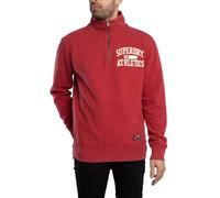 Superdry Uomo Felpa con mezza cerniera atletica vintage, Rosso