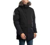 Superdry Uomo Giacca Parka in pelliccia sintetica Everest, Nero