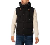 Superdry Uomo Gilet imbottito con cappuccio Everest, Nero