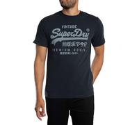 Superdry Uomo T-shirt classica con logo vintage, Blu