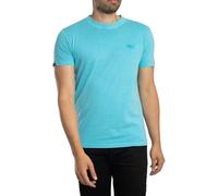 Superdry Uomo T-shirt Essential Logo EMB Neon, Blu