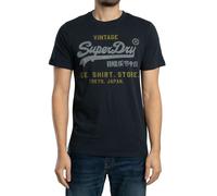 Superdry Uomo T-shirt rilassata con logo vintage Heritage, Blu