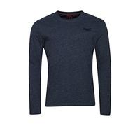 Superdry Vintage Logo EMB L/S Top T-Shirt, Navy Marl, S Uomo