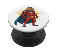 Supereroe Capybara Red Cape Super Hero PopSockets PopGrip Adesivo