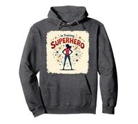 Supereroe in Formazione Empowering Donne retrò Stile Comico Felpa con Cappuccio, Unisex per Adulti, Grigio Scuro, XXL