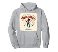 Supereroe in Formazione Empowering Donne retrò Stile Comico Felpa con Cappuccio, Unisex per Adulti, Grigio Melange, XL