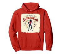 Supereroe in Formazione Empowering Donne retrò Stile Comico Felpa con Cappuccio, Unisex per Adulti, Rosso, L