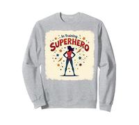 Supereroe in Formazione Empowering Donne retrò Stile Comico Felpa, Unisex per Adulti, Grigio Melange, XL