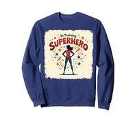Supereroe in Formazione Empowering Donne retrò Stile Comico Felpa, Unisex per Adulti, Navy, XL