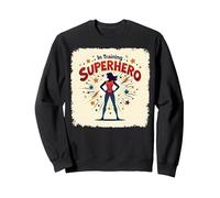 Supereroe in Formazione Empowering Donne retrò Stile Comico Felpa, Unisex per Adulti, Nero, XL