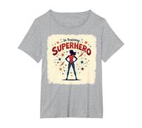 Supereroe in Formazione Empowering Donne retrò Stile Comico Maglietta, Donna Plus-Size, Grigio Melange, 2X
