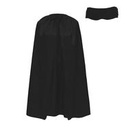 Supereroe - Mantello e maschera per bambini, per bambini, grandi e ragazzi, a strati supereroi, 90 cm, per costume da Superman Carnevale, set di 2 pezzi, nero/nero