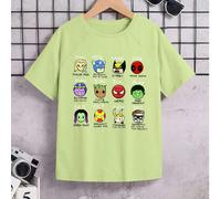 Supereroi dei cartoni animati, personaggi a tema Marvel, slogan con lettere, film e televisione, stampa di motivi di personaggi dei fumetti, stesso stile per ragazzi/ragazze in primavera ed estate, ma