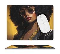 Superficie Liscia Tappetino per Il Mouse Black Girl Magic Afro Glasses Gaming Mousepad Tappetini Mouse 25x30cm per Notebook,Laptop,Casa