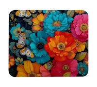 Superficie Liscia Tappetino per Il Mouse Colorful Flowers And Butterflies Cloth with Rubberized Base Gaming Mousepad Tampone per Mouse 25x30cm per Notebook,Ufficio,Casa