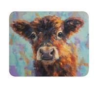 Superficie Liscia Tappetino per Il Mouse Oilpainted Brown Baby Highland Cow Gaming Mousepad Tampone per Mouse 25x30cm per PC,Laptop,Ufficio