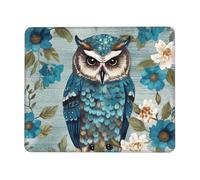 Superficie Liscia Tappetino per Il Mouse, Owl Spring Flowers Teal, Pratica Tappetini Mouse, Mousepads, 25X30cm, Ufficio, Laptop, Notebook