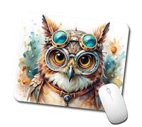 Superficie Liscia Tappetino per Il Mouse Steampunk Owl with Goggles Sci-Fi Watercolor Gaming Mousepad Tampone per Mouse 25x30cm per Laptop,Ufficio,Notebook