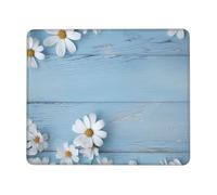 Superficie Liscia Tappetino per Il Mouse White Flowers Light Blue Wood 25X30Cm, Tappeto Mouse Multifunzionale Gaming Mousepad per Pc Casa Laptop
