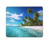 Superficie Liscia Tappetino per Mouse, Island with Sandy Beach And Palm Tree Tappetino per Il Mouse Bordi Cuciti Gaming Mousepad per Computer Notebook PC