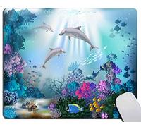 Superficie LisciaTappetino per Il MouseDolphin Sea World Underwater Blue Ocean Tropical FishGaming MousepadTampone per Mouse25x30cmperCasa,Laptop,Computer