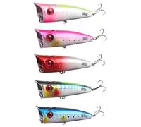 Superficie Pesca Popper Esche, WASAGA 5pz 14.6g/20g Acqua Nebulizzata Pesce Galleggiante Topwater Esca per Pike Bass Salmone Pesce Persico