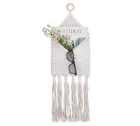 SUPERFINDINGS 1 Pezzo Macrame Organizzatore Posta Montato A Parete 28 Pollici 71 cm Sacchetto Di Immagazzinaggio Appeso In Cotone Tessuto Con 3 Tasche Profonde Dietro La Porta Chiave Lettera Per
