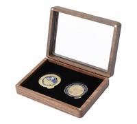 SUPERFINDINGS 1 Set di Espositori per Monete da Sfida, Espositore per Monete da Sfida in Legno A 2 Slot, Scatole per Imballaggio di Monete Rettangolari Nere per Soldati da Collezione