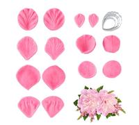 SUPERFINDINGS 1 Set di Stampi in Silicone per Petali di Ibisco con Cornice Taglia Stampi per Infornare di Cutter e Venatore di Peonie per Strumento di Cottura di Fiori di Pasta di Zucchero