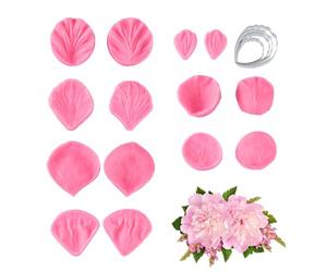 SUPERFINDINGS 1 Set di Stampi in Silicone per Petali di Ibisco con Cornice Taglia Stampi per Infornare di Cutter e Venatore di Peonie per Strumento di Cottura di Fiori di Pasta di Zucchero