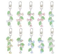 SUPERFINDINGS 10 portachiavi con mughetto, con ciondolo a forma di fiore, con chiusura a vite, graziose borse decorative per chiavi dell'auto, zaino e borsetta