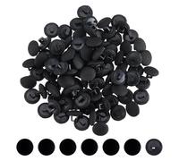 SUPERFINDINGS 100 bottoni in tessuto satinato nero, 9,5 mm, bottoni rivestiti in tessuto a fungo con gambo rotondo in plastica, bottoni per smoking per abiti da sposa